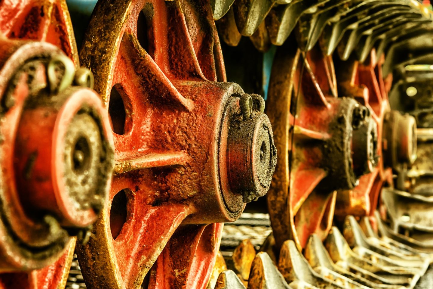 corroding metal on industrial gears