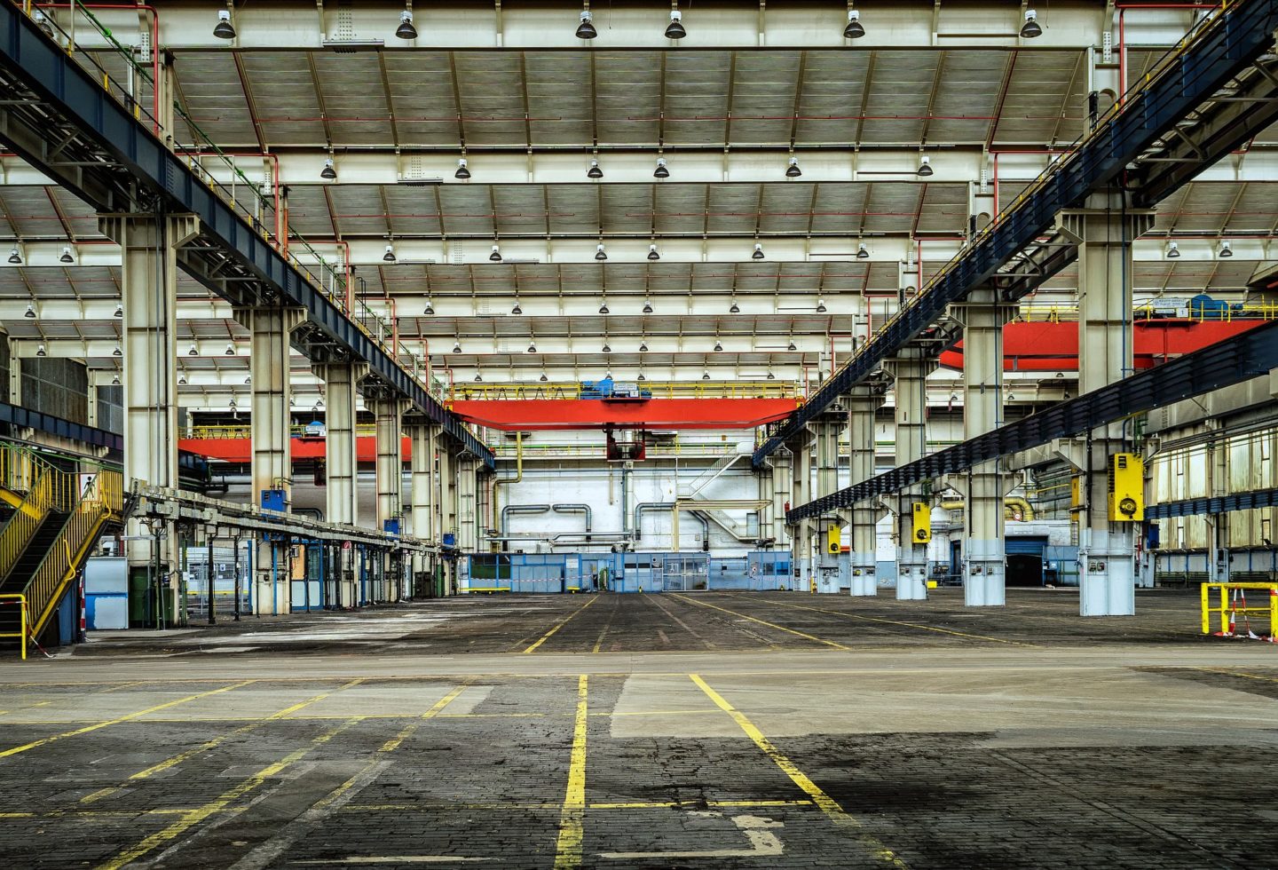 An empty manufacturing plant floor