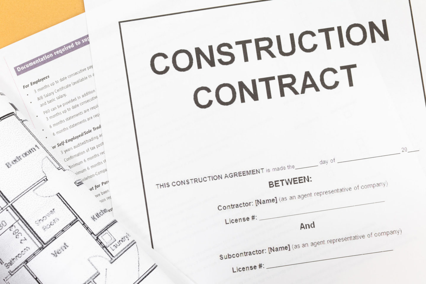 Blank construction project contract